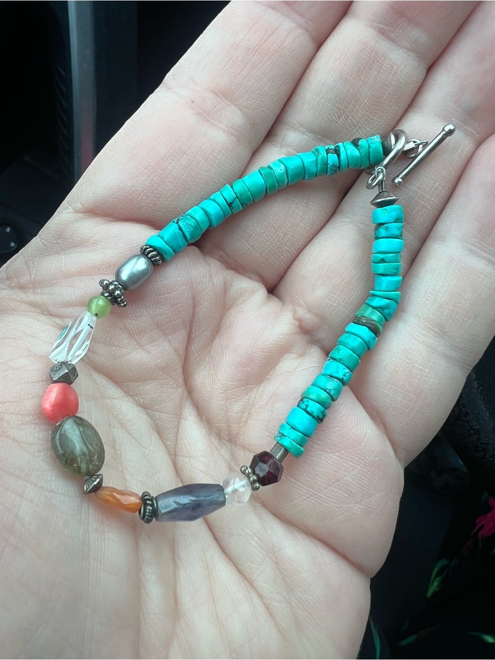 Turquoise and Sterling Silver Multi-Stone Beaded Bracelet